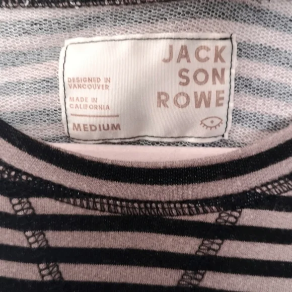 Jackson Rowe Striped Crop Style Long Sleeve Soft Casual Top Sz Medium - Picture 7 of 8